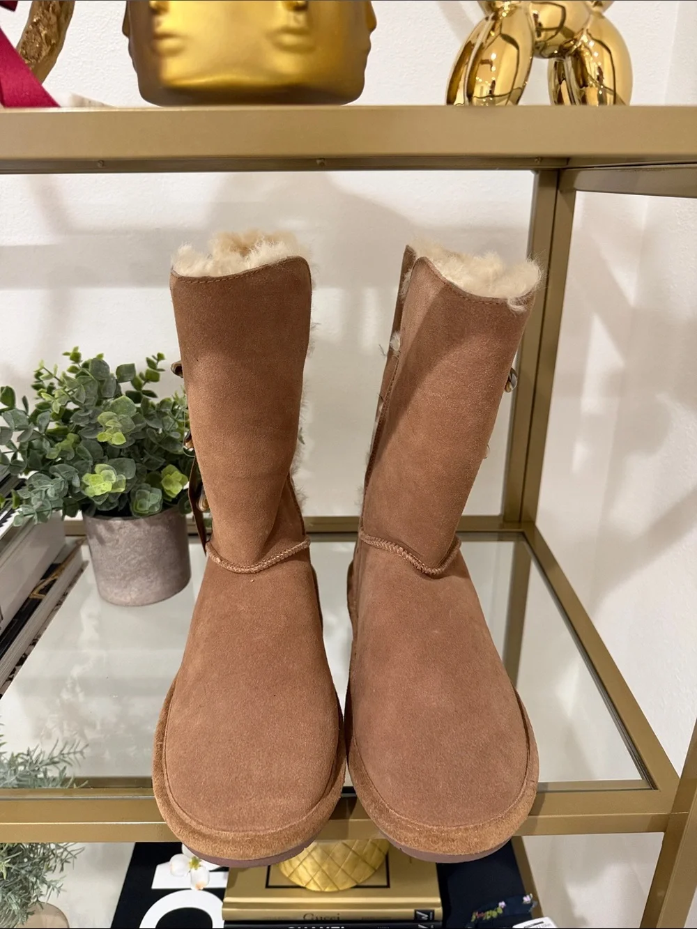 Bearpaw Chestnut Suede Shearling Winter Boots
